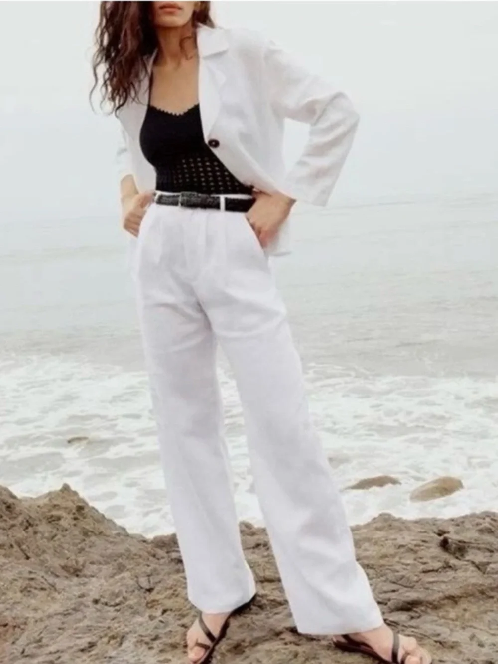 Reformation Pants Vesta Trouser in White Linen